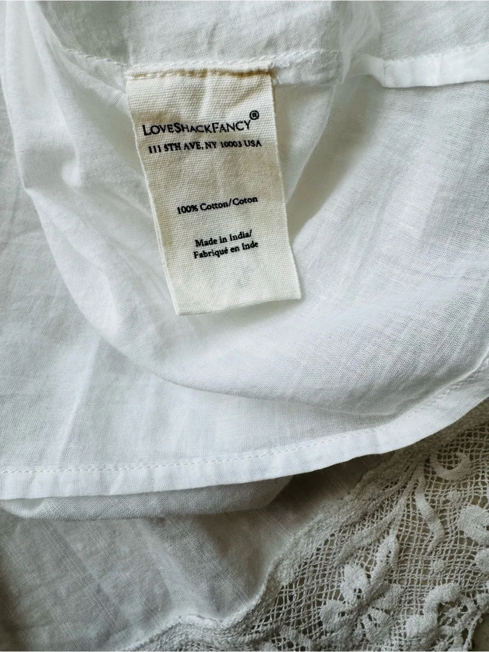 LoveShackFancy Alessia White Button-Front Maxi Skirt Elegant Lace Panel size 00